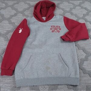 Gray and Red Hoodie with Logo